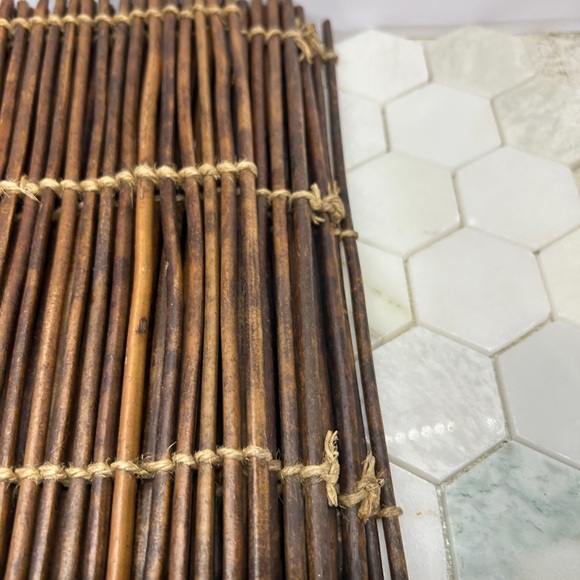 Wood Reed Twig Placemats Set of 4 Natural Tropical Tiki Bar Brown 20" x 14" - Picture 5 of 11
